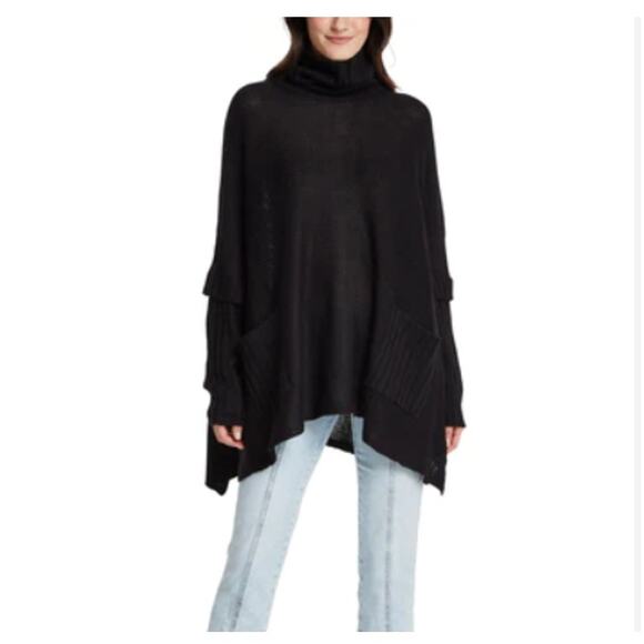 Cloth by Design Women's Turtleneck Poncho Sweater XS Extra Small Black NWT - Picture 1 of 7